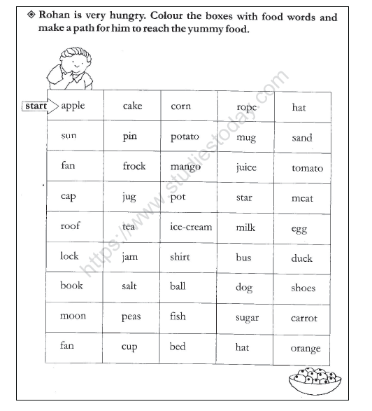 CBSE Class 1 EVS Food Words Worksheet
